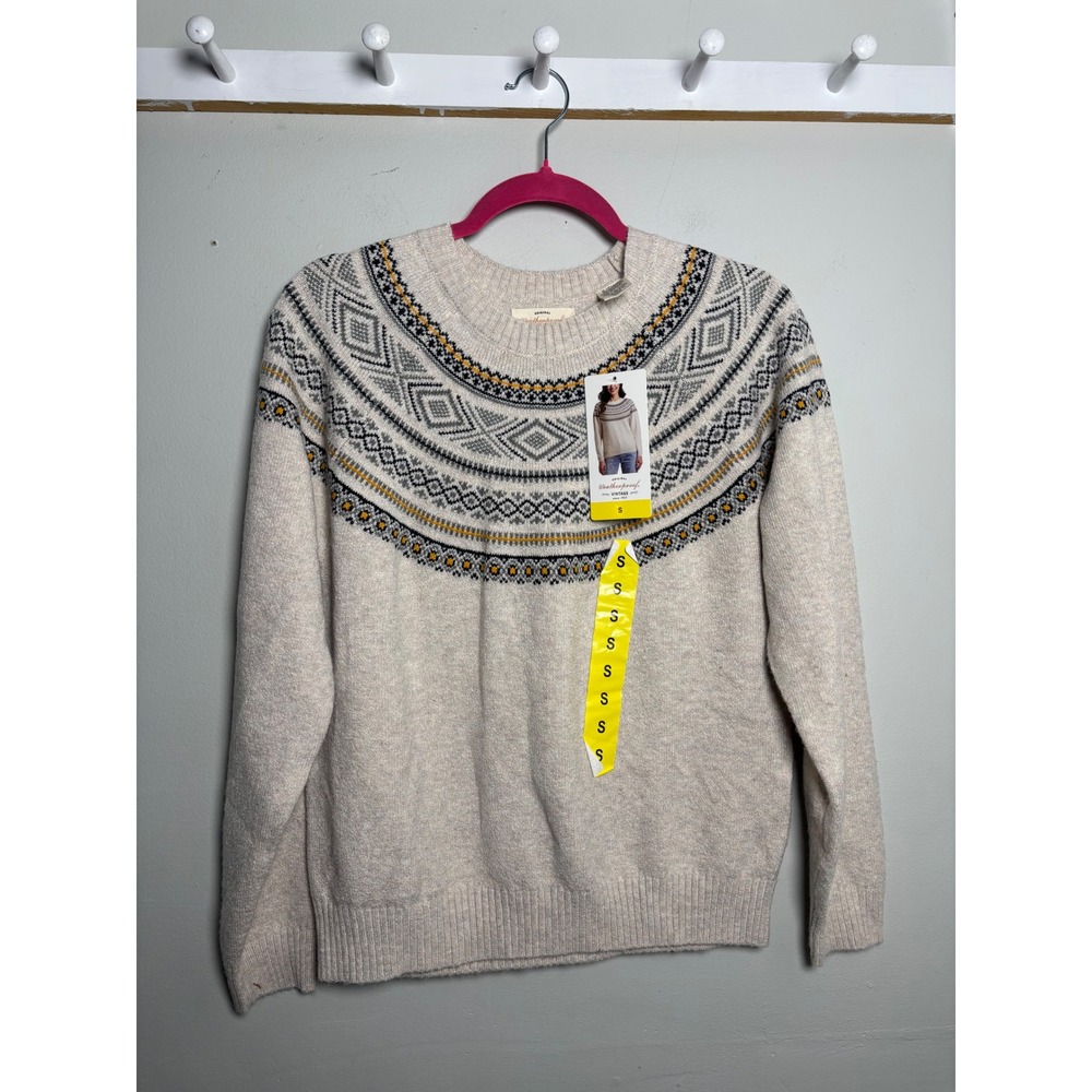 Weatherproof Fair Isle Sweater Womens Small NWT Oatmeal Nordic Knit
